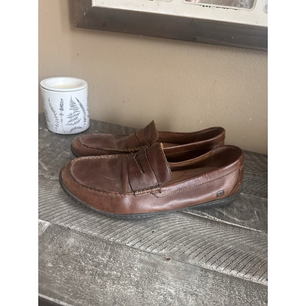 Born Men's Sz 10.5 Simon III Penny Loafer Brown Leather Comfort